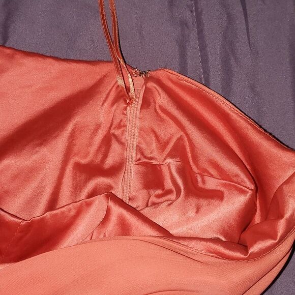 FREE PEOPLE Dancing in the moonlight Beaded dress sz 4 Papaya Coral Chiffon NWOT - Picture 10 of 14